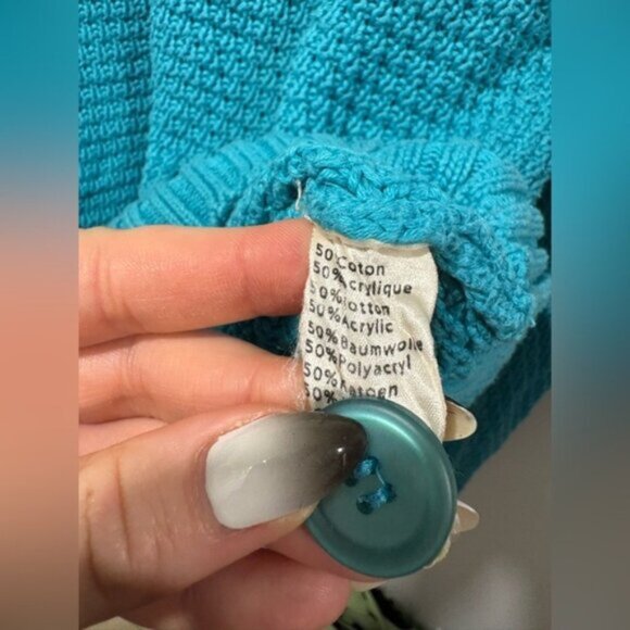 Lacoste VINTAGE Women's Aqua Blue Knit Sweater - Picture 4 of 6
